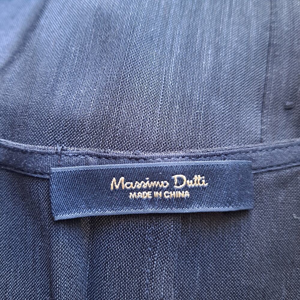 Massimo Dutti Single Breasted Waistcoat Linen Sleeveless Jacket Black Womens S - Picture 6 of 11